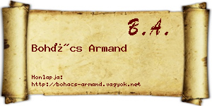 Bohács Armand névjegykártya